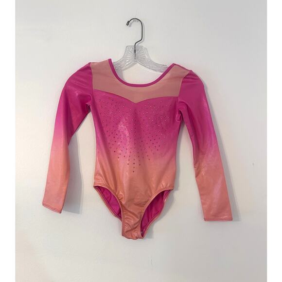 Girls More Than Magic Pink Orange Studded Leotard 7/8 - Picture 1 of 5